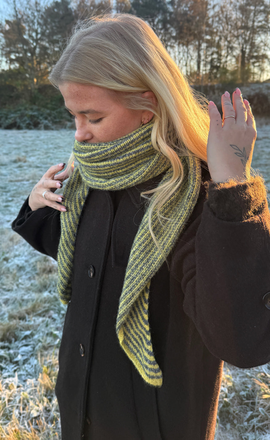 Say INA Copenhagen Tørklæde - Sophie - Lime / Green Striped